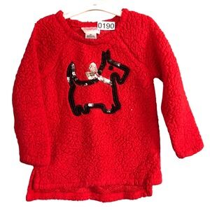 Flapdoodle Red Sherpa Dog Sequin Top Tunic Size 3T